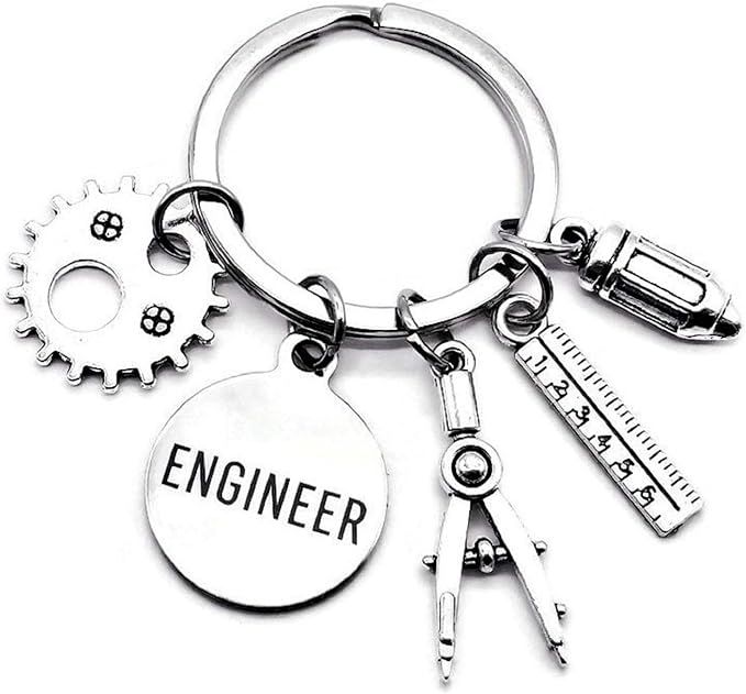 Engineer Keychain Mechanical Engineer Design Engineering Graduation Gear Charm Ruler Compass Penc... | Amazon (US)