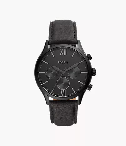 Fenmore Multifunction Black Leather Watch | Fossil Canada