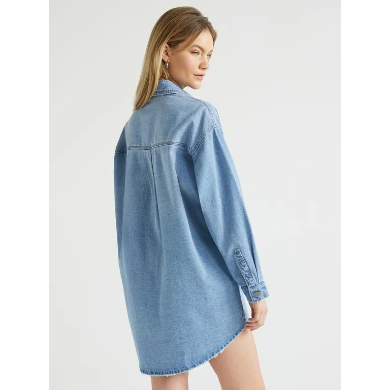 Scoop Women's Denim Shirt Dress, Sizes XS-XXL | Walmart (US)