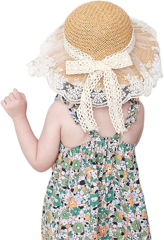 Little Girl Kids Summer Straw Hat,Toddler Girls Wide Brim Floppy Beach Sun Visor Hat,Girl's Sun H... | Amazon (US)