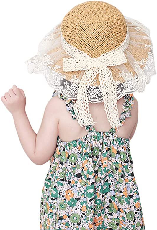 Little Girl Kids Summer Straw Hat,Toddler Girls Wide Brim Floppy Beach Sun Visor Hat,Girl's Sun H... | Amazon (US)