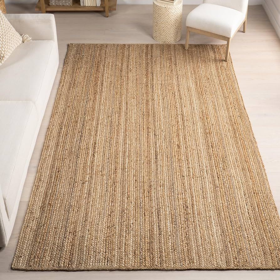 nuLOOM 6x9 Rigo Jute Hand Woven Area Rug, Natural, Solid Farmhouse Design, Natural Fiber, For Bed... | Amazon (US)