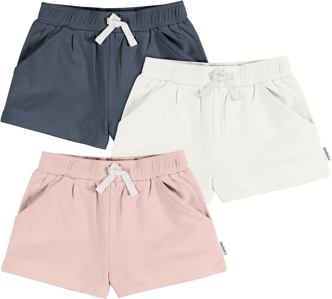 Gerber Baby Girls' 3-Pack Knit Shorts | Amazon (US)