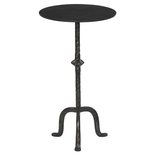 Leyla French Country Black Cast Iron Drink Side Table | Kathy Kuo Home