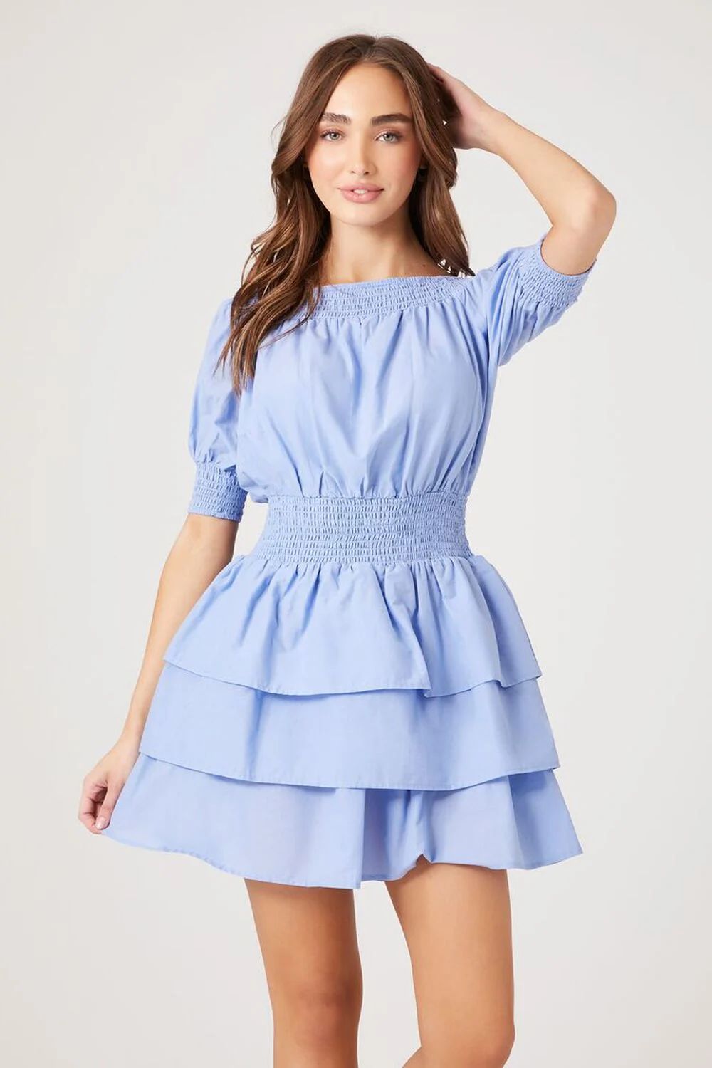 Smocked Puff-Sleeve Mini Dress | Forever 21 (US)