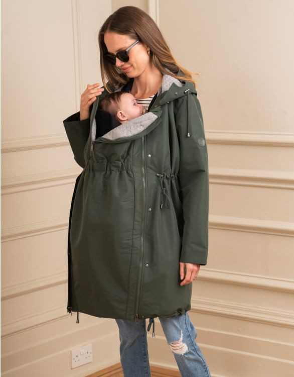 Khaki 4 in 1 Maternity & Babywearing Parka | Seraphine US