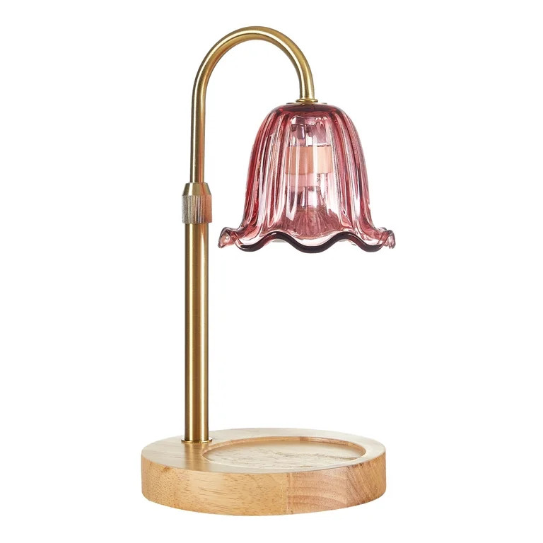 Stylehouse Home Decor Collection Pink Flower Glass Shaded Candle Warmer Lamp with Adjustable Dimm... | Walmart (US)