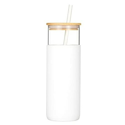 EBV 24oz Glass Tumbler with Straw Silicone Sleeve Bamboo Lid - BPA Free Water Bo | eBay AU