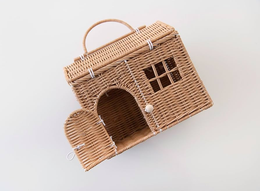 Rool Rattan House Shaped Basket Wicker Small Dollhouse Gift for Girls, Boho Toys, Mouse in a Box ... | Amazon (US)