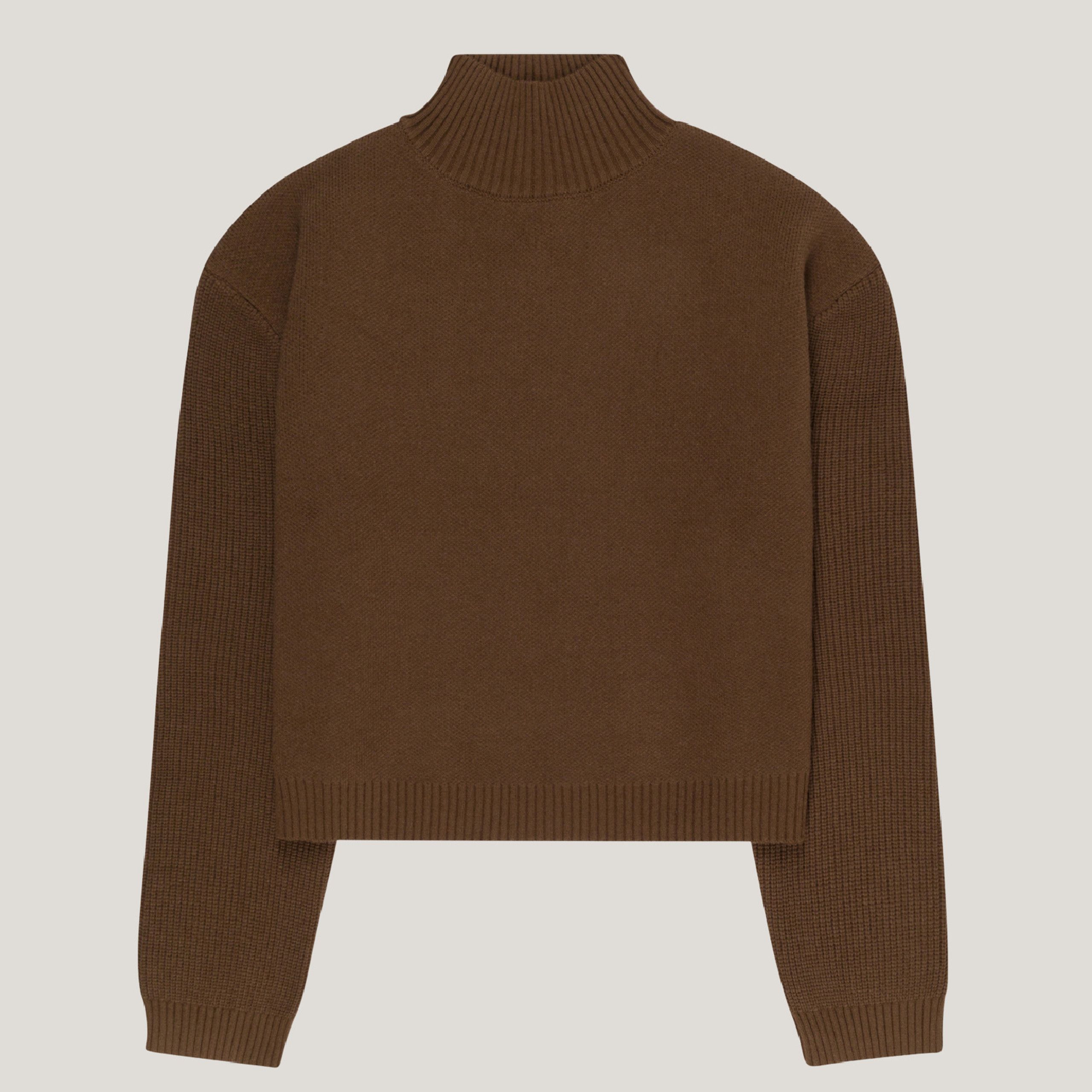 Keaton Mock Neck Sweater - Chocolate Brown | EllandEmm