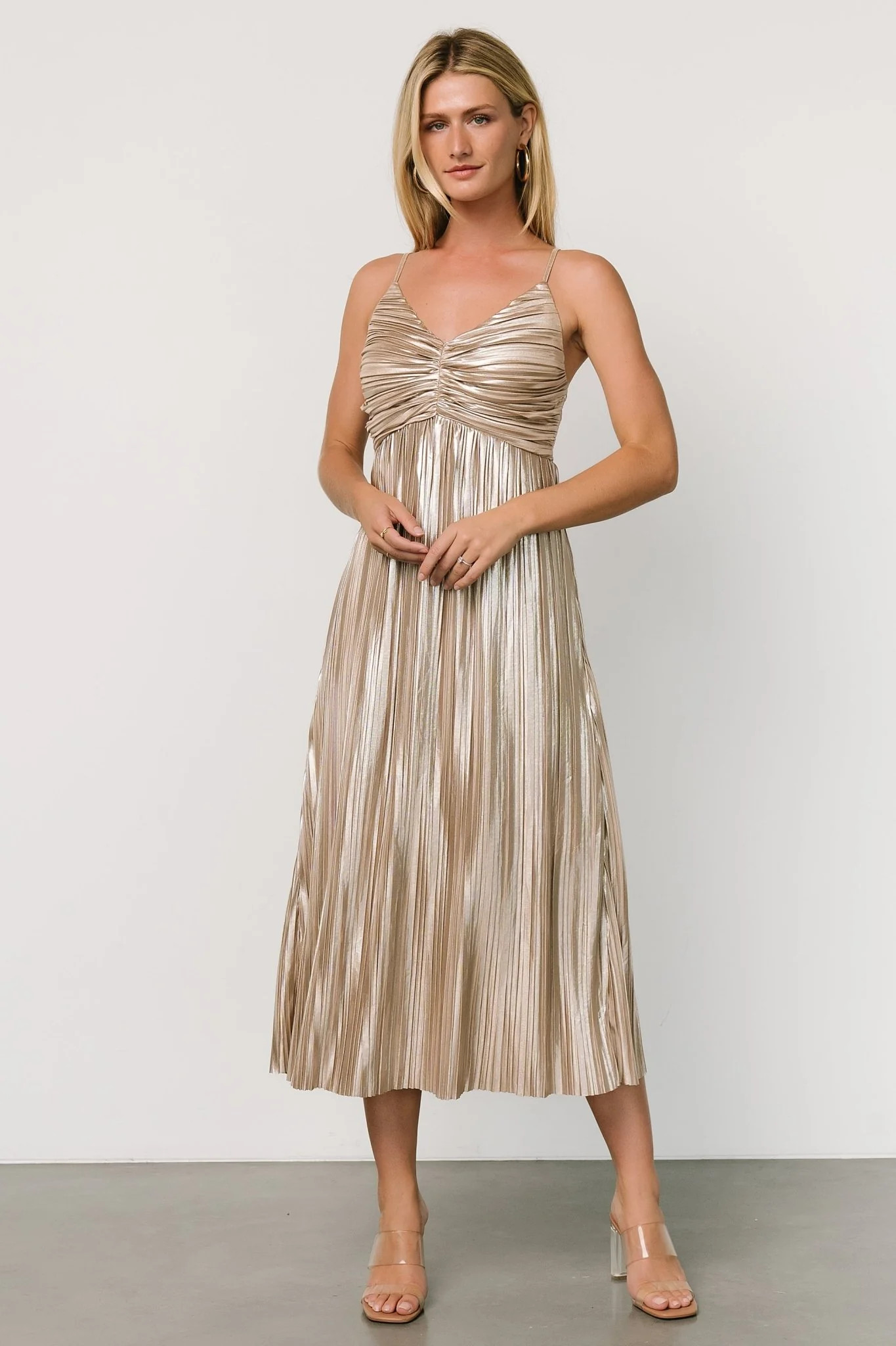 Cecilia Pleated Dress | Champagne | Baltic Born