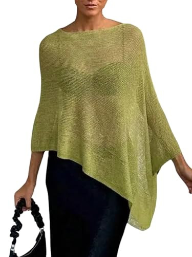 GORGLITTER Women's Sheer Poncho Shawl Bat Wing Cape Tops Crochet Cover Up Lightweight Sweater Spr... | Amazon (US)