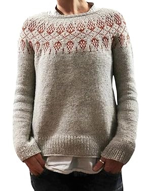 Fair Isle Knitted Sweaters for Women Fall Winter Vintage Long Sleeve Crew Neck Fit Cute Y2k Pullo... | Amazon (US)