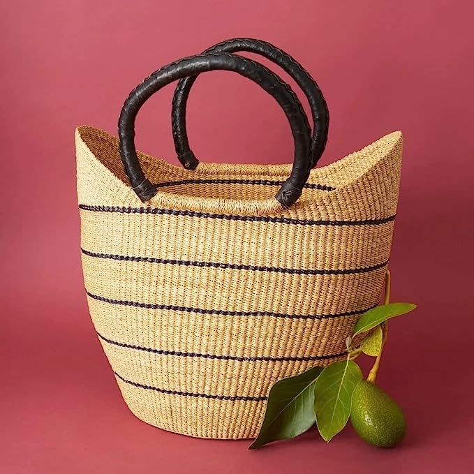 Navy Stripes Bolga Market Basket | Amazon (US)