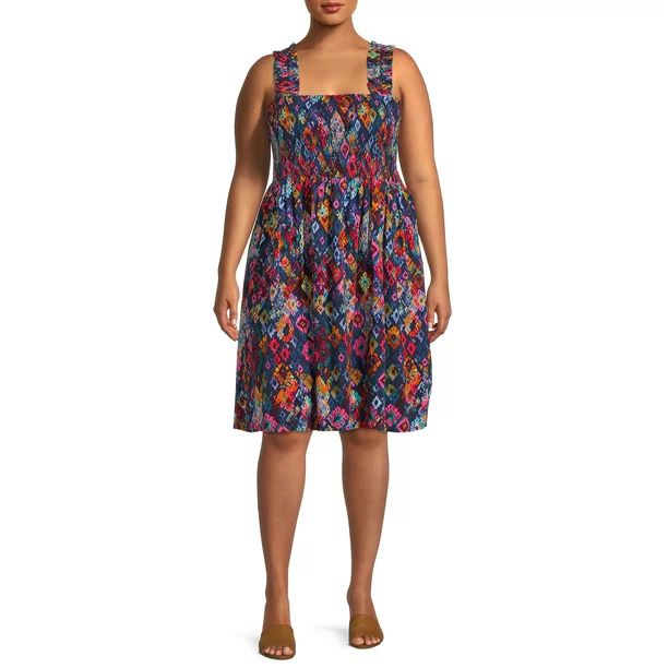 Terra & Sky Women's Plus Size Smocked Sun Dress | Walmart (US)