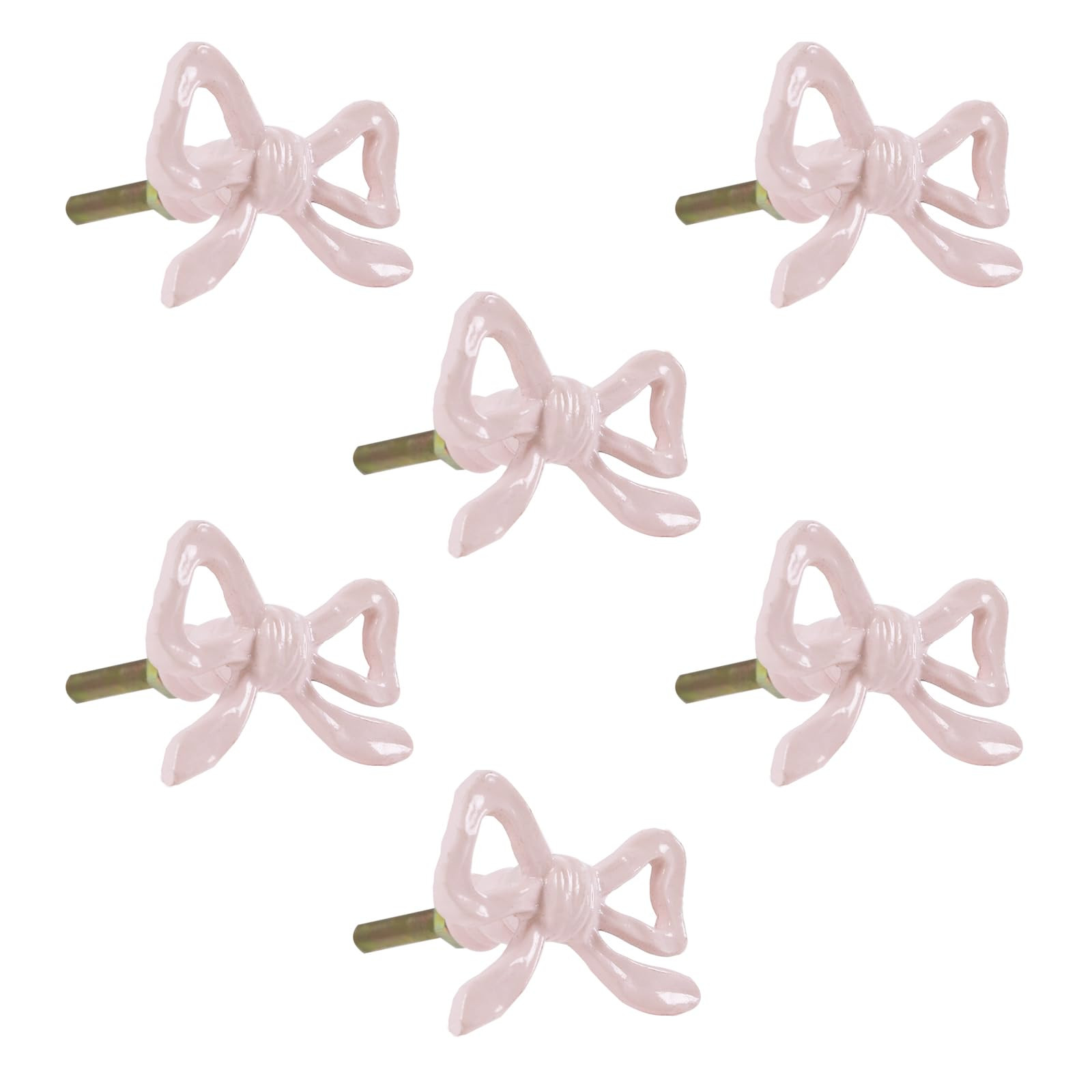 Metal Pink Bow Style Drawer knobs and pulls, Set of 6, for Cabinet Drawers, Dresser, Wardrobe- Ea... | Amazon (US)