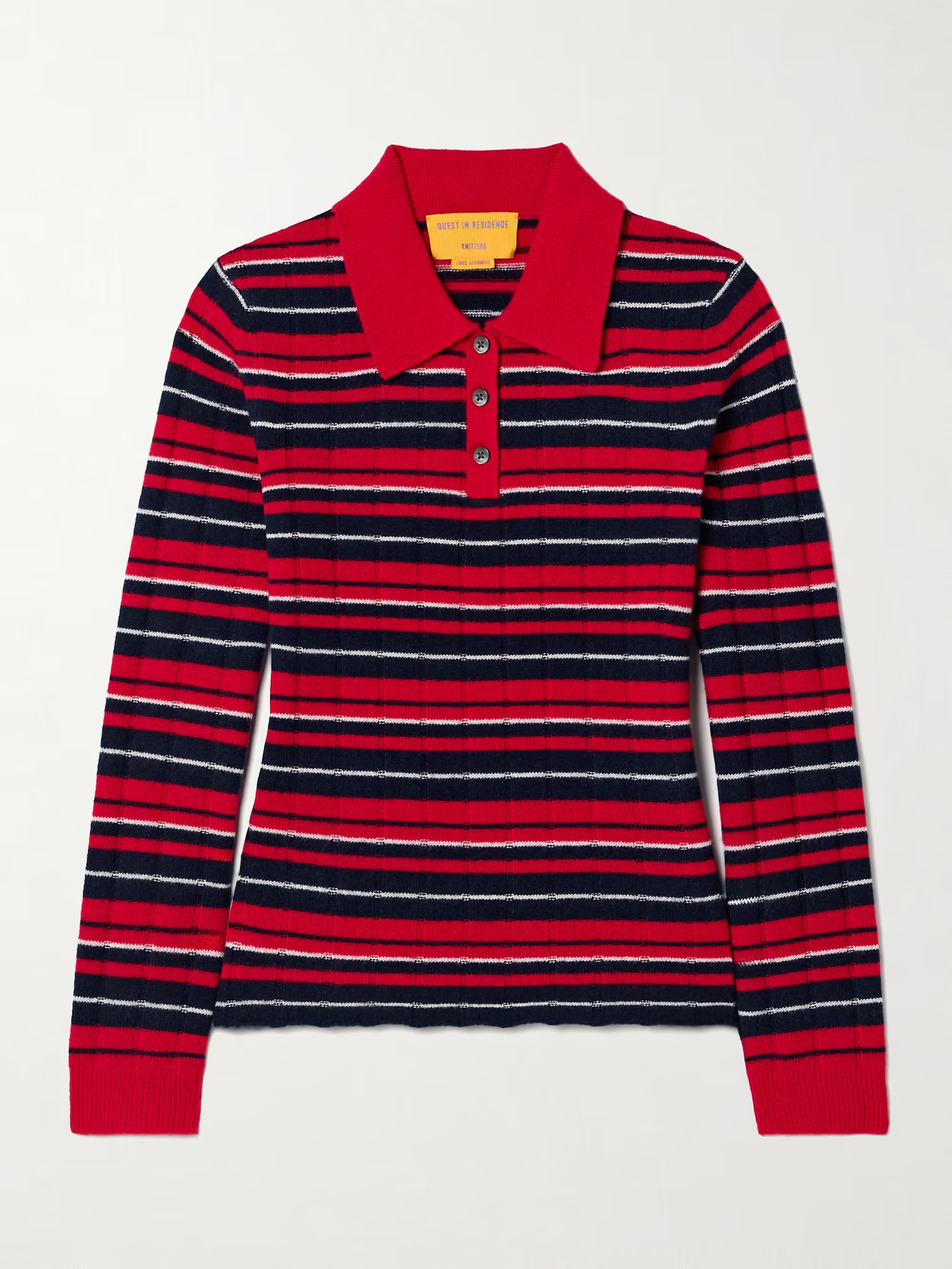 Ribbed striped cashmere polo sweater | NET-A-PORTER (US)