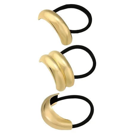 Xaiewey 3PCS Gold Hair Ties Metal Hair Ties for Thick Hair Elegant Durable Geometric Design Gold Hair Accessories Stretchy and Non-Damage Ponytail Holders 3 Styles in Box Christmas Gifts Holiday | Walmart (US)
