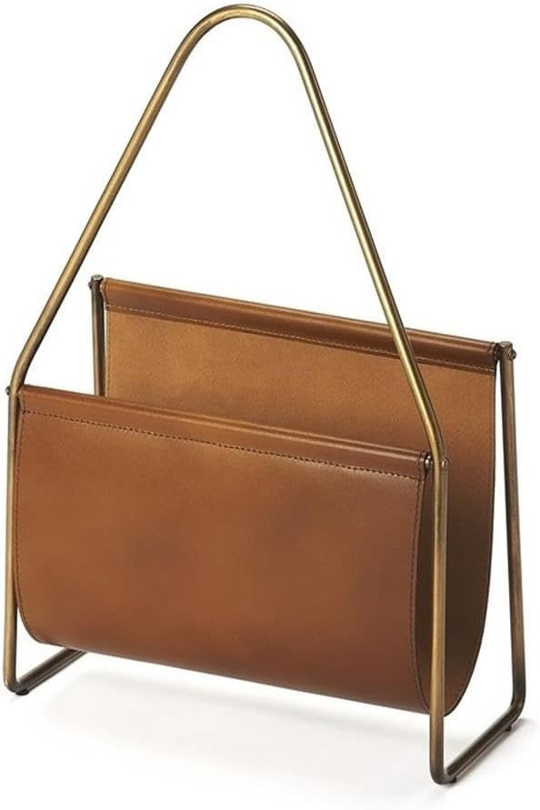 Butler Specialty Rupert Leather Magazine Basket In Brown | Amazon (US)