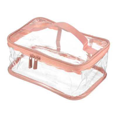 Unique Bargains Travel Waterproof Toiletry Bag Cosmetic Pouch with Zipper Handle Strap Pink | Target