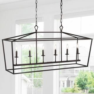JONATHAN Y Pagoda 49 in. 6-Bulb Oil Rubbed Bronze Farmhouse Lantern Metal LED Pendant JYL7439A - ... | The Home Depot