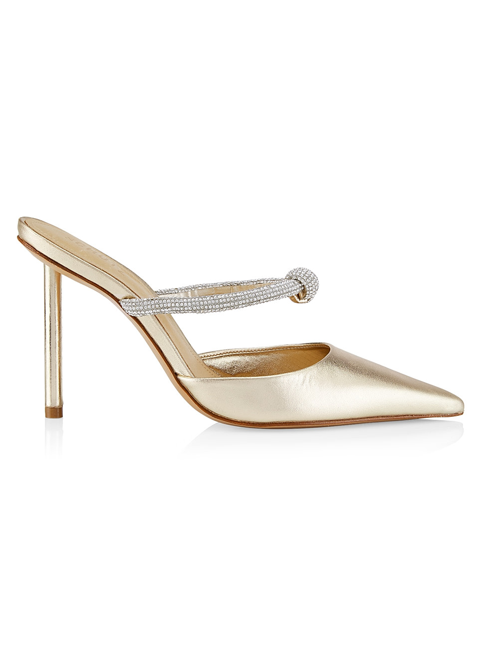 Pearl 84MM Crystal-Embellished Leather Mules | Saks Fifth Avenue
