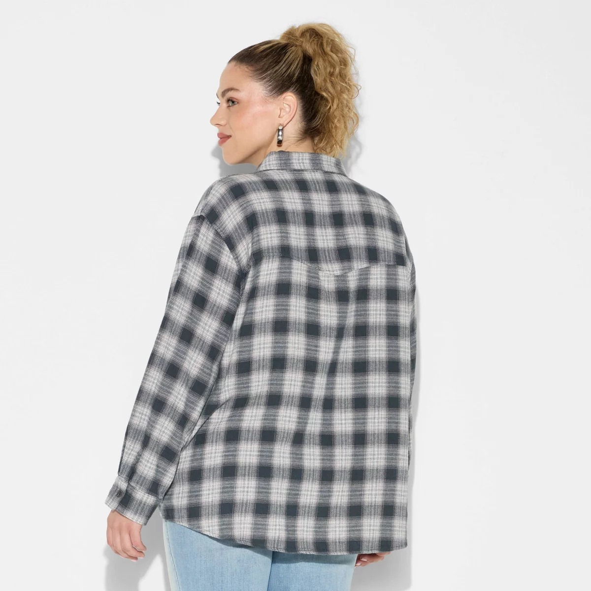 Women's Oversized Long Sleeve Collared Flannel Shirt - Wild Fable™ | Target