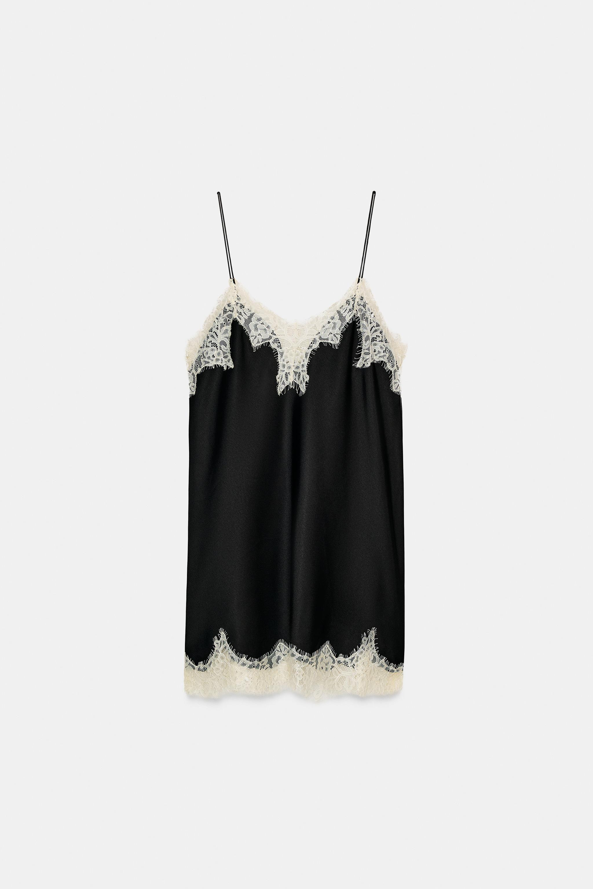 CONTRAST LACE SATIN TOP ZW COLLECTION | Zara Canada