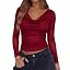 Womens Cowl Neck Long Sleeve Mesh Tops Ruched Slim Fit | Amazon (US)