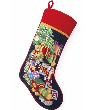 Peking Handicraft Toy Train Embroidered Needlepoint Holiday Stocking | Dillard's | Dillard's