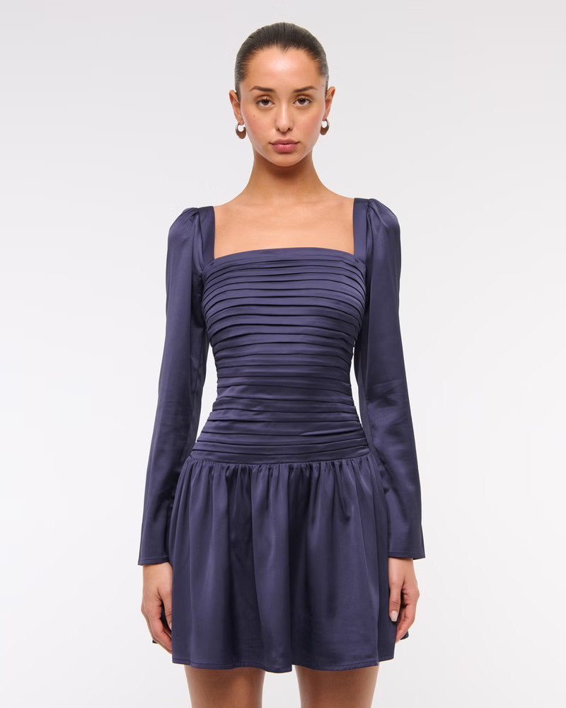 Women's The A&F Emerson Drop-Waist Satin Mini Dress | Women's Dresses & Jumpsuits | Abercrombie.c... | Abercrombie & Fitch (US)