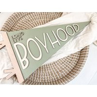 Long Live Boyhood Pennant, Large Wood Boy Room Sign, Nursery Decor, Boho Vintage Style Pennant Flag, | Etsy (US)