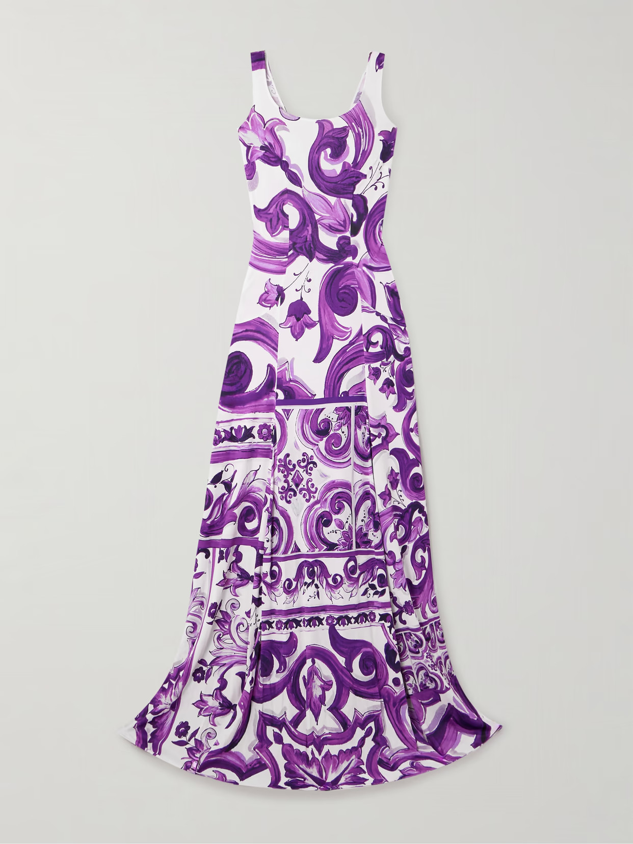 Dolce & Gabbana - Printed Satin Maxi Dress - Purple | NET-A-PORTER (US)