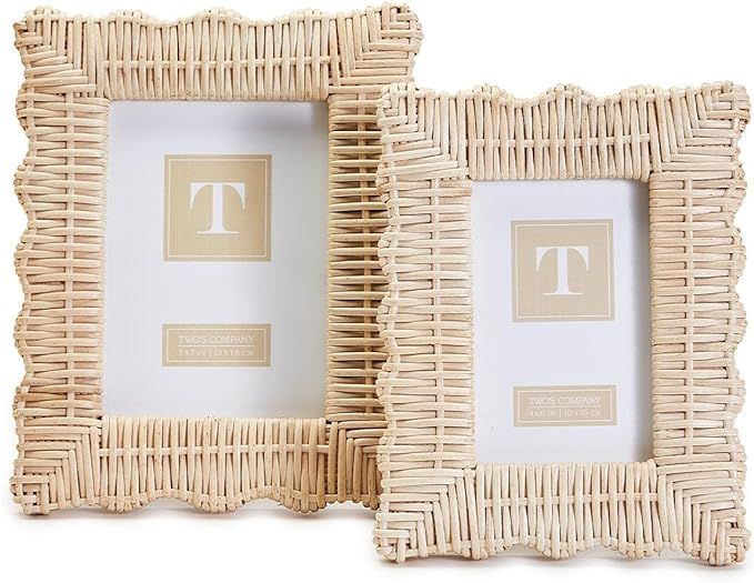 Twos Company Wicker Weave Set of 2 Photo Frames Includes 2 Sizes: 4" x 6" and 5" x 7" | Amazon (US)