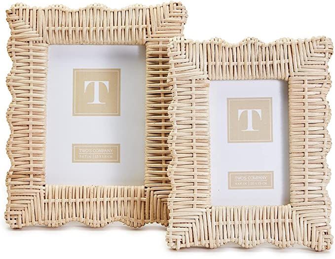 Amazon.com - Two's Company Wicker Weave Set of 2 Photo Frames, 4x6 & 5x7 - | Amazon (US)