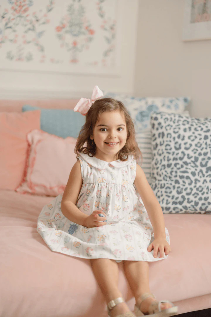 TSF x Shelby Back Hydrangea Floral Hand Embroidered Dress | The Smocked Flamingo