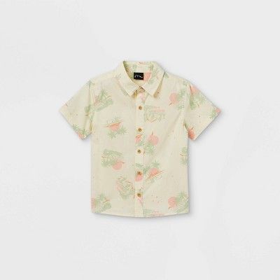 Toddler Boys' Desert Scene Short Sleeve Button-Down Shirt - art class™ Cream | Target
