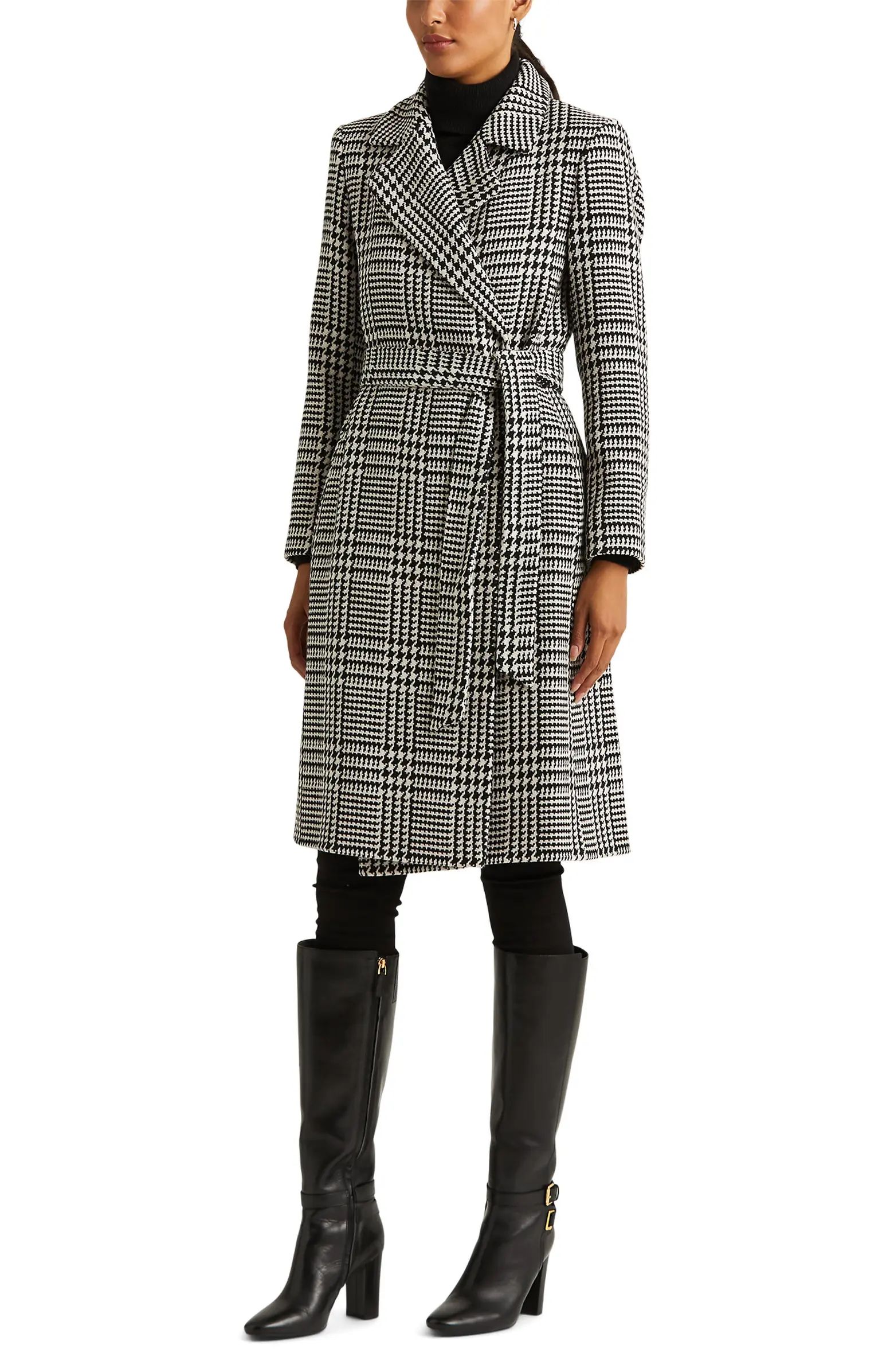Lauren Ralph Lauren Glen Plaid Belted Wool Blend Coat | Nordstrom | Nordstrom