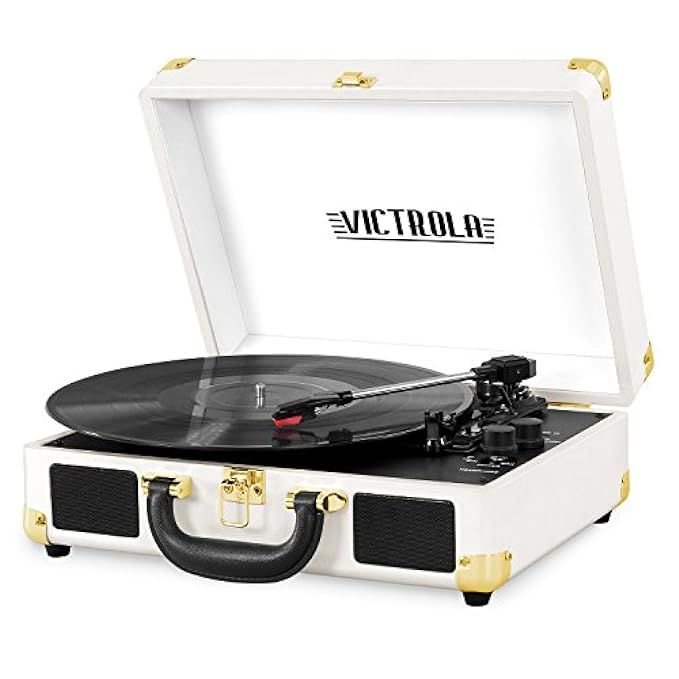 Victrola Vintage 3-Speed Bluetooth Suitcase Turntable with Speakers, White | Amazon (US)