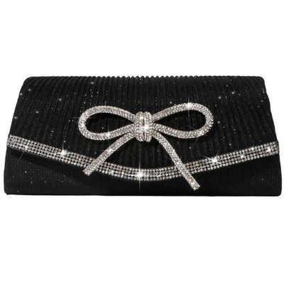 Bow Evening Bag Sparkly Clutch Purses for Women Wedding Glitter Rhinestone Party Prom Purse Dressy Clutch Bags Black | Target