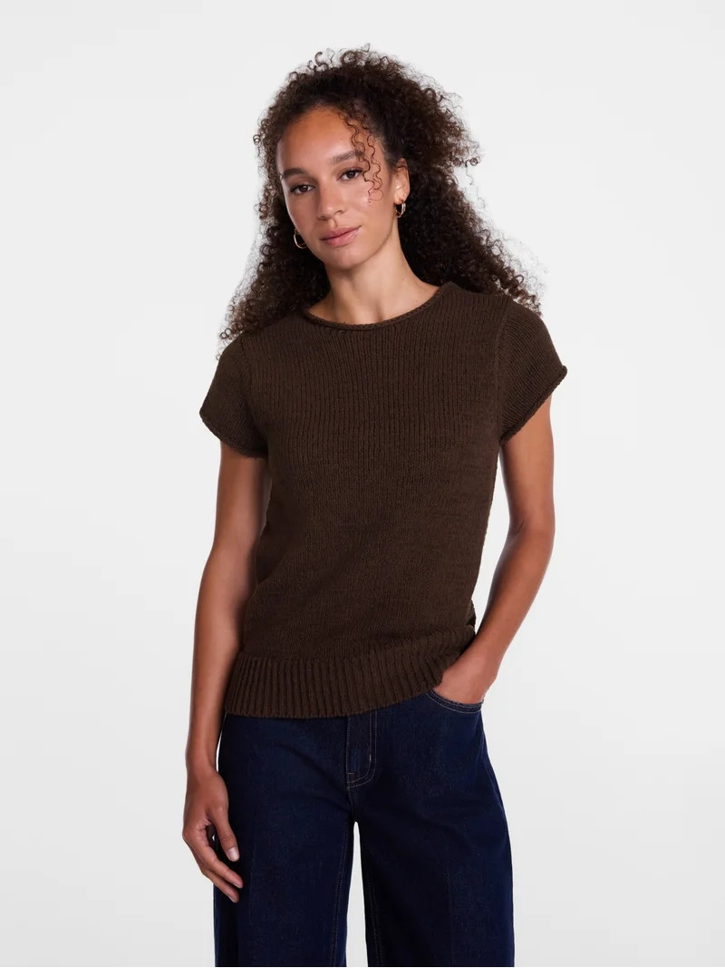 Scenario Women's and Women's Plus Pullover Rollneck Lightweight Sweater with Short Sleeves, Sizes... | Walmart (US)