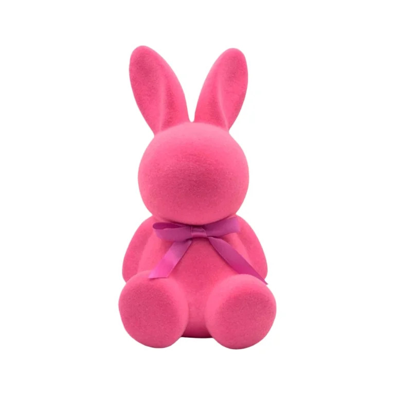 Flocked Easter Bunny Figurines with Bow Tie Flocking Sitting Rabbit Tabletop Ornament Easter Deco... | Walmart (US)