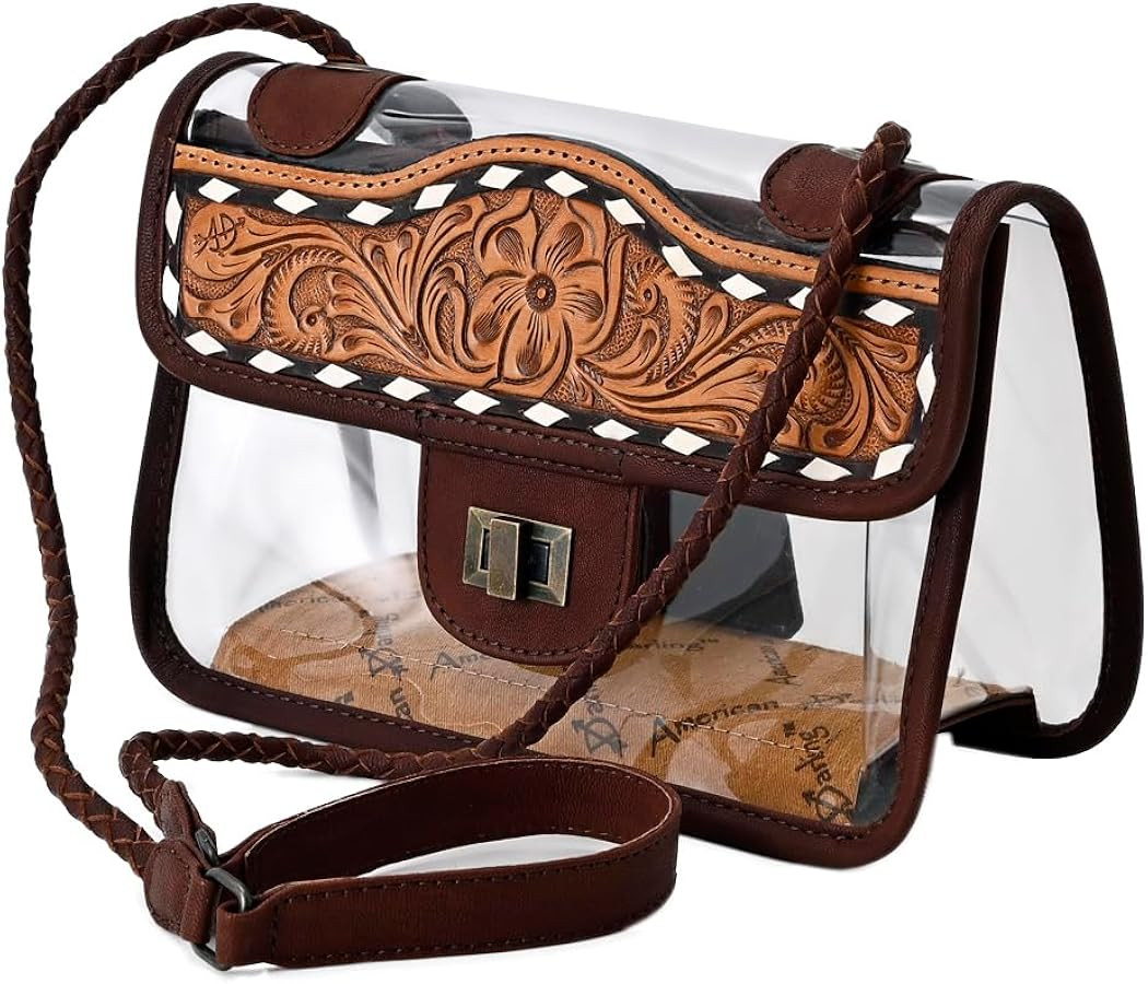 Clear Bag Hand Tooled Genuine Leather Western Women Handbag Purse | for Cute | Amazon (US)