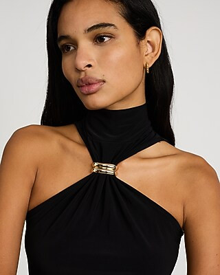 Mock Halter Neck Gold Hardware Tank | Express