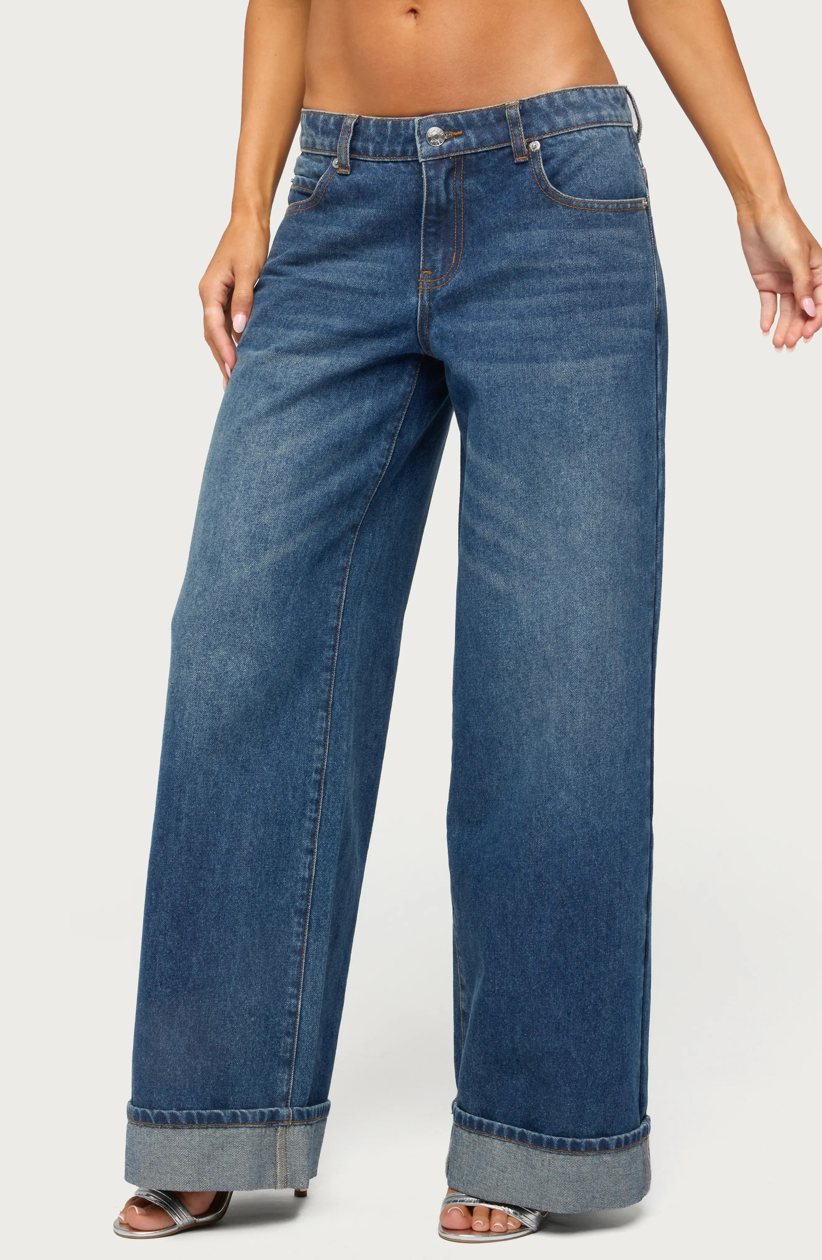EDIKTED Gatz Cuffed Wide Leg Jeans (Women) | Nordstrom | Nordstrom