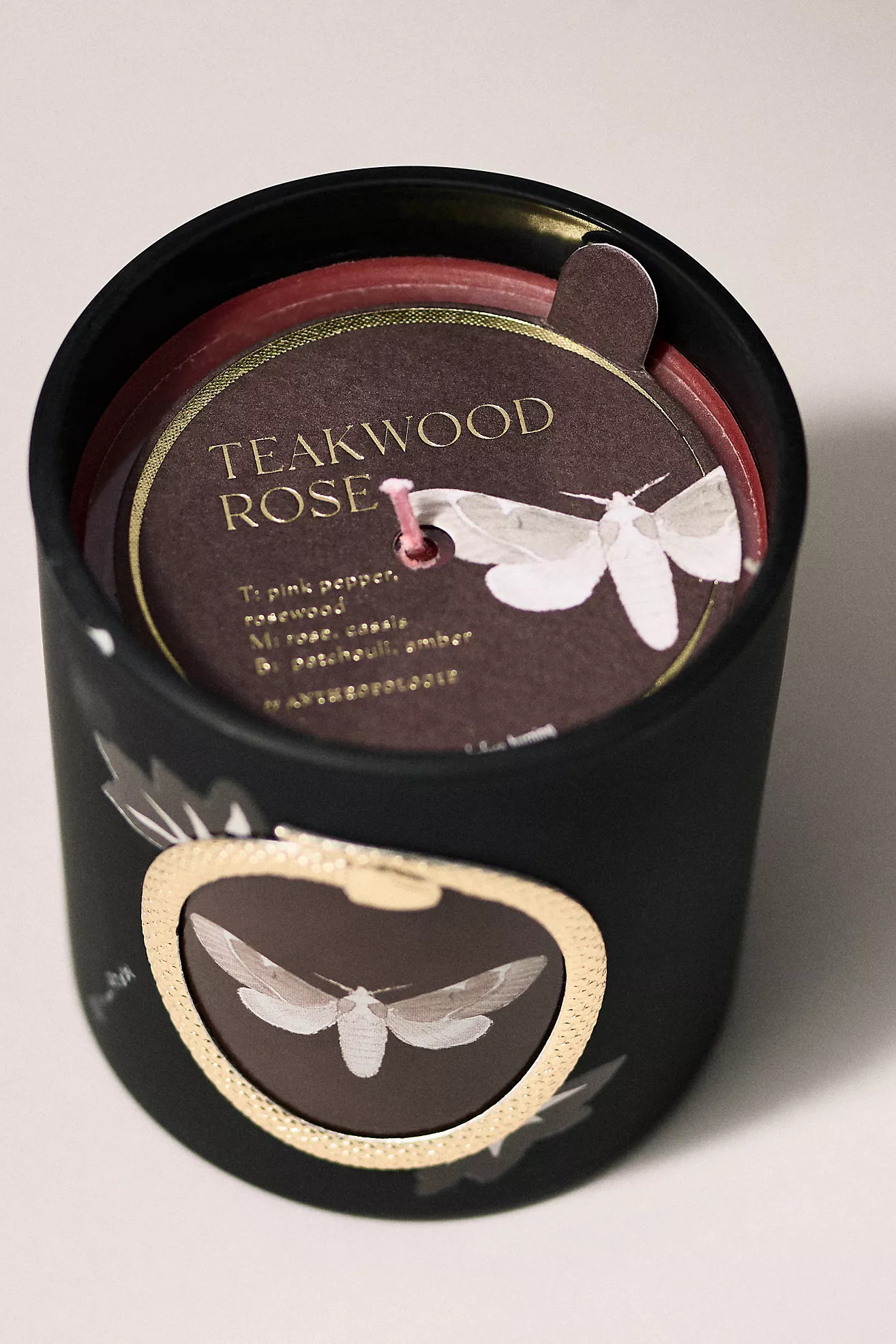 Halloween Moth Woody Teakwood Rose Glass Candle | Anthropologie (US)