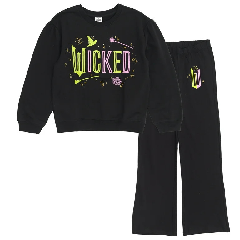 Wicked Elphaba Glinda Fleece Pullover Sweatshirt and Flare Leggings Outfit Set Toddler to Big Kid | Walmart (US)