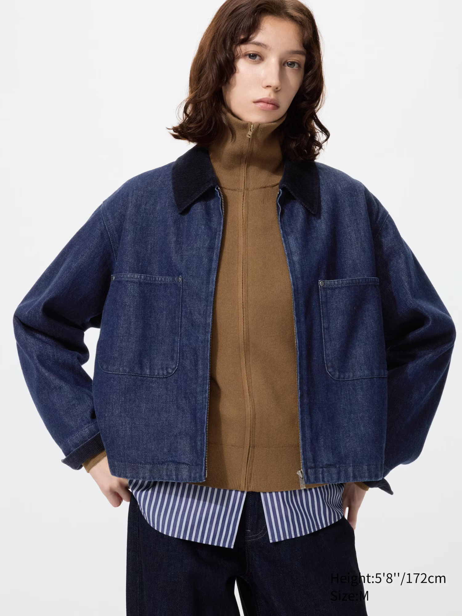 UNIQLO Women's Zip-Up Short Jacket Denim, Navy, 2XS | UNIQLO (US)