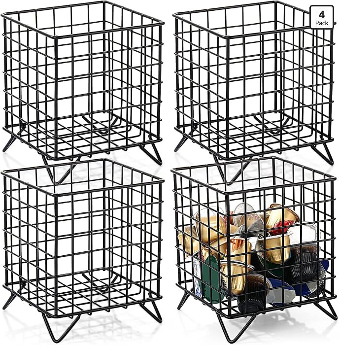 4 Pcs Coffee Pod Holder Large Capacity Coffee Pod Basket Wire Organizer Capsule Cages Metal Stora... | Amazon (US)