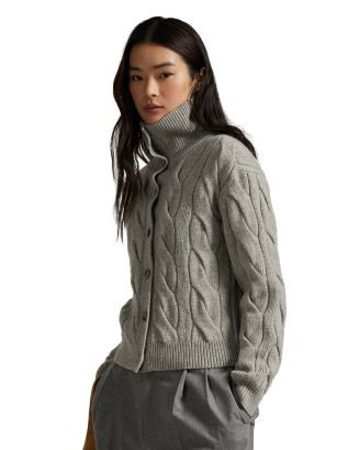 Cable Wool Cashmere Funnelneck Cardigan Sweater | Bloomingdale's (US)